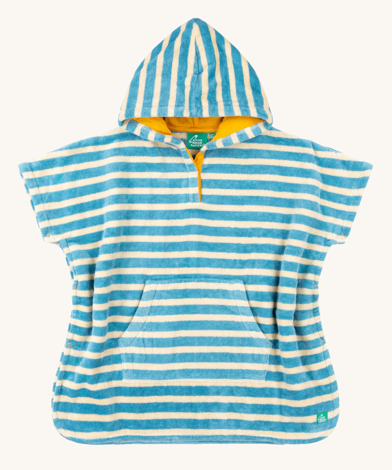 Little Green Radicals Blue Striped Children's Hooded Beach Towel Poncho