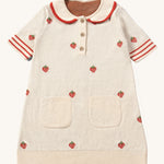 Little Green Radicals Child's Strawberry Days Organic Cotton Knitted Collar Dress