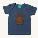 The Little Green Radicals Little Bear Applique Short Sleeve T-Shirt on a plain background.