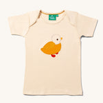 The Little Green Radicals Little Duck Applique Short Sleeve T-Shirt on a plain background. 