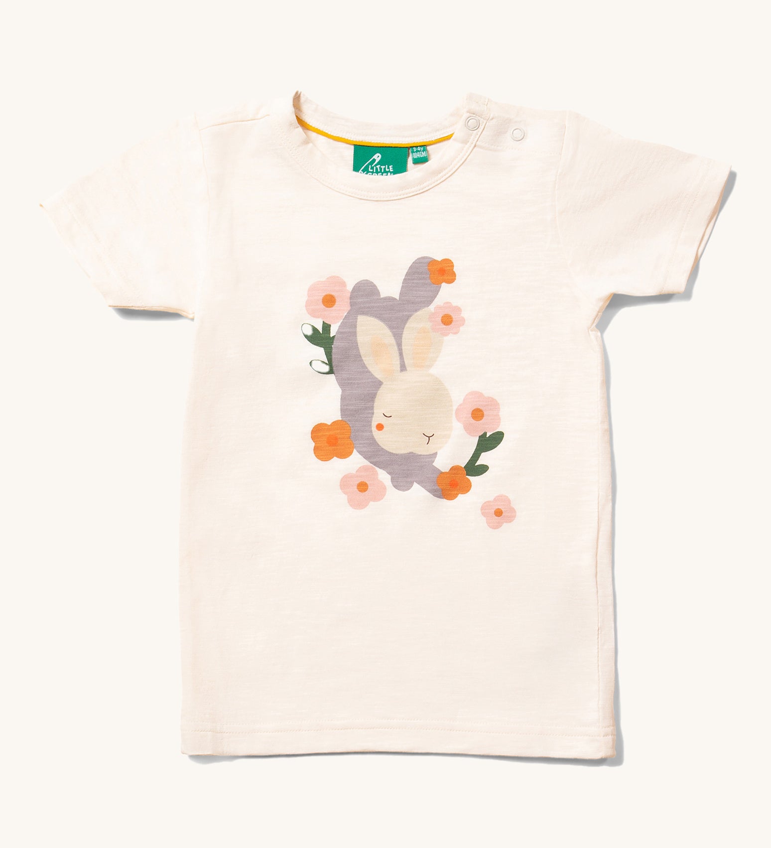 The Little Green Radicals Little Rabbit Short Sleeve T-Shirt on a plain background. 