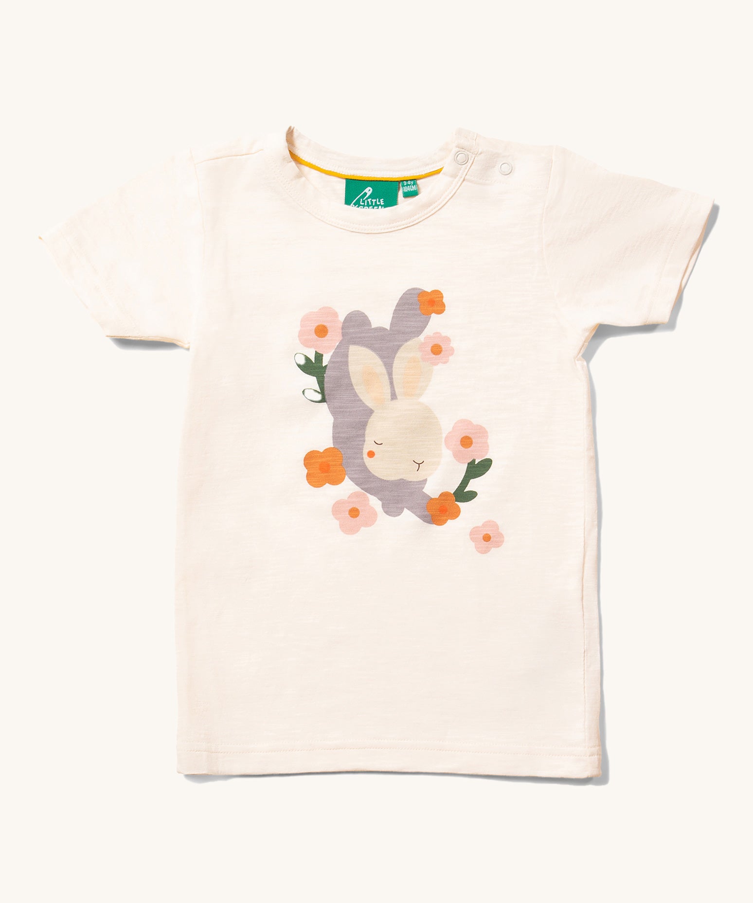 The Little Green Radicals Little Rabbit Short Sleeve T-Shirt on a plain background. 