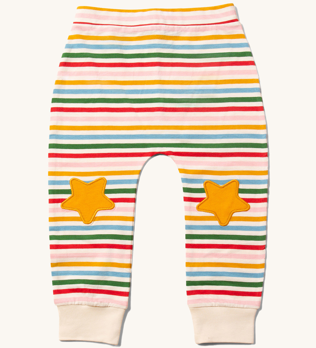 Little Green Radicals Stars Knee Patch Rainbow Striped Children's Organic Cotton Joggers