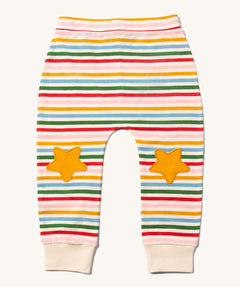 Little Green Radicals Stars Knee Patch Rainbow Striped Children's Organic Cotton Joggers