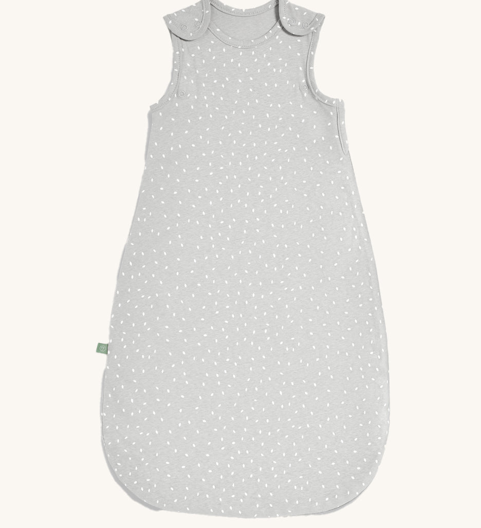 Little Green Sheep Organic Baby Sleeping Bag 1.0 Tog in a Dove Rice print pictured on a plain background