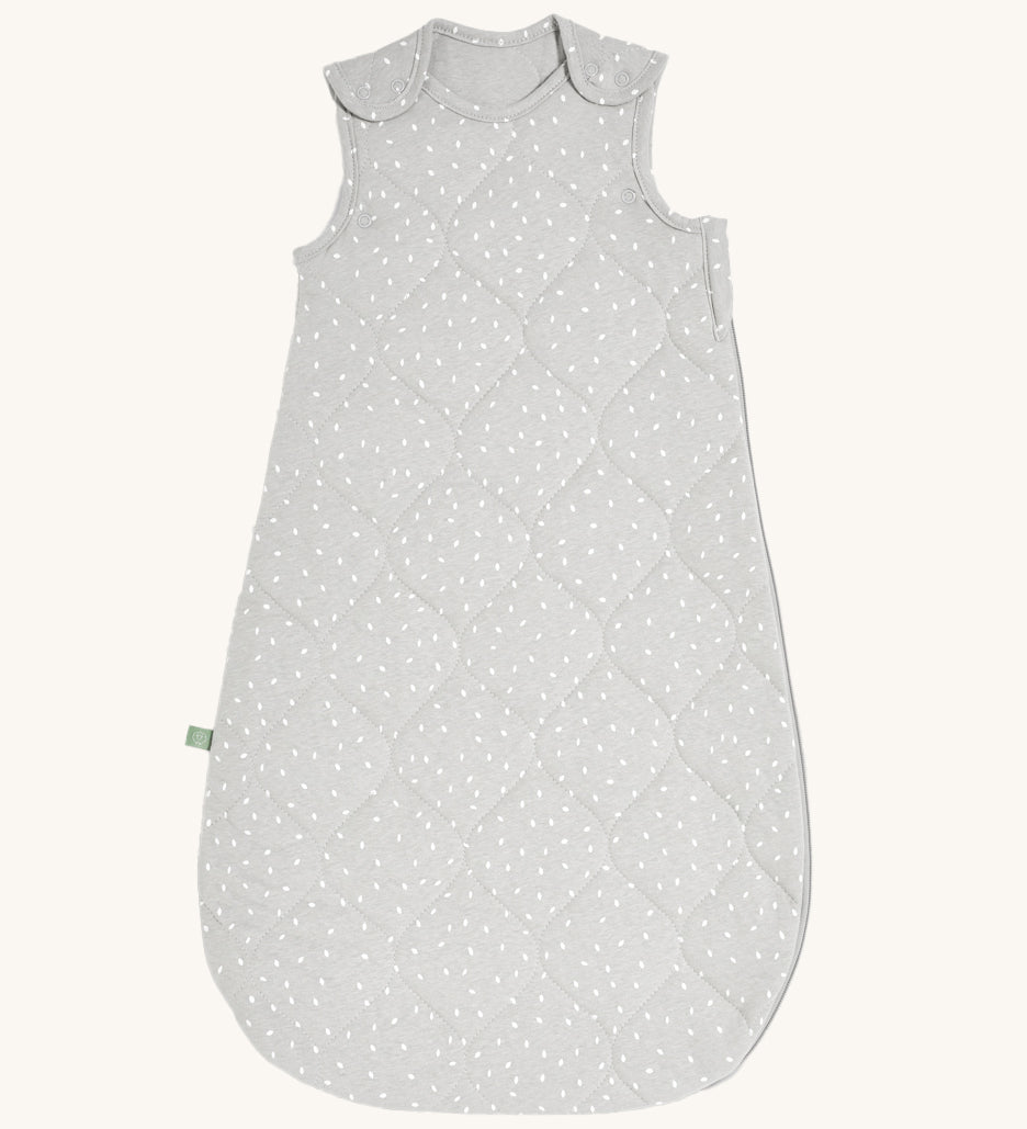 Little Green Sheep Organic Baby Sleeping Bag 2.5 Tog in a Dove Rice print pictured on a plain background