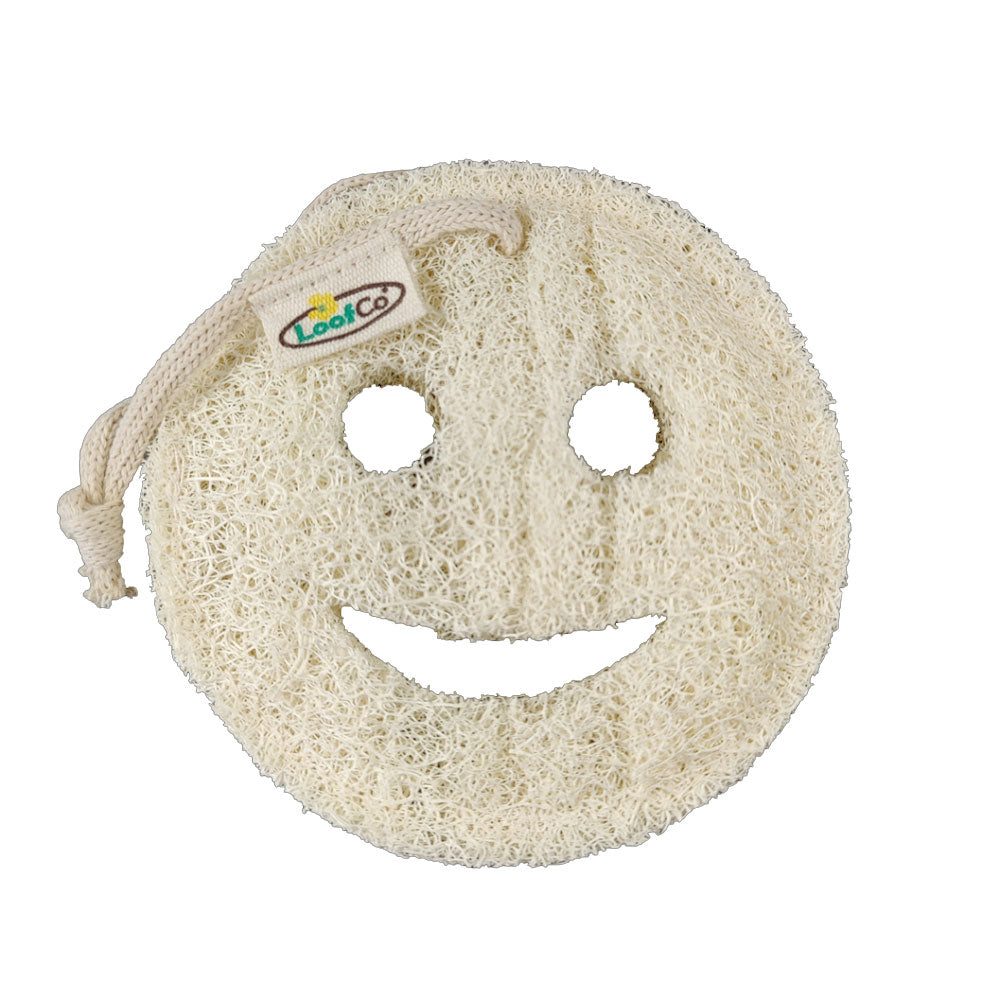 LoofCo Bath Time Smile Loofah pictured on a plain white background