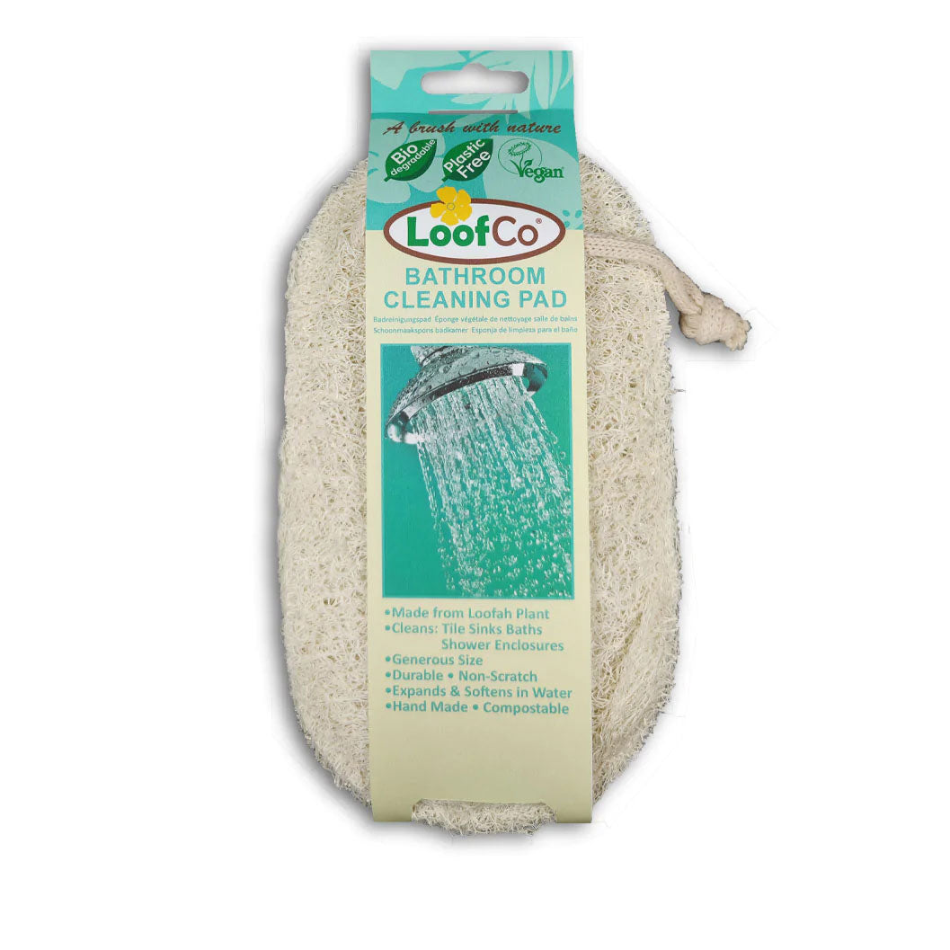 Loofco loofah bathroom cleaning pad pictured on a plain white background