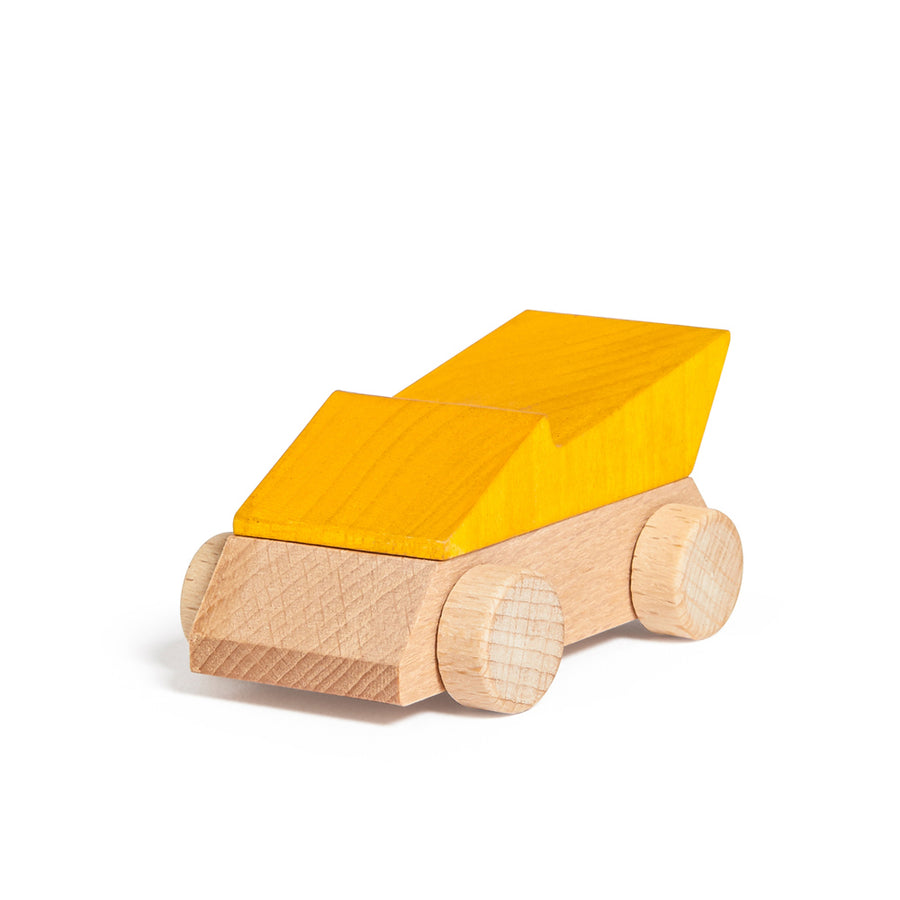 Lubulona eco-friendly beech wood lightning car toy on a white background