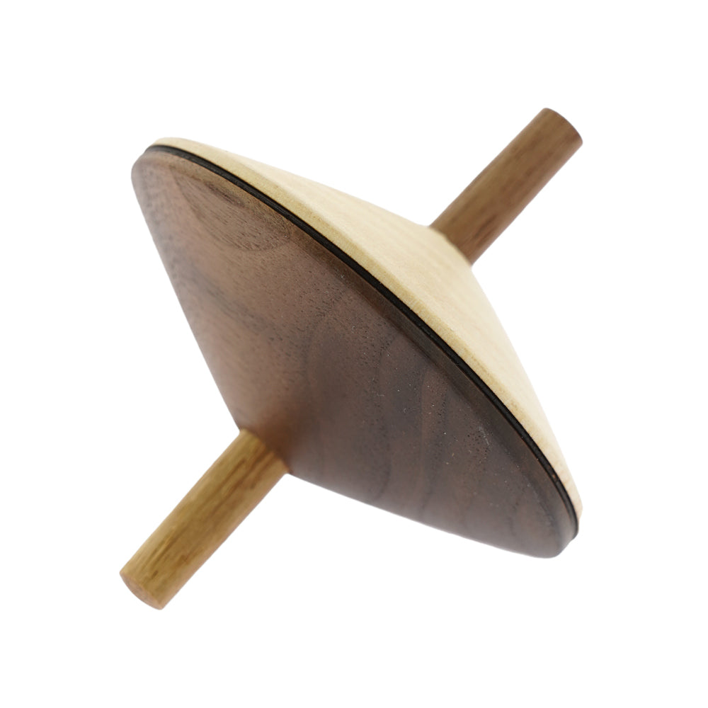 Mader plastic-free wooden wendelin spinning top toy on a white background