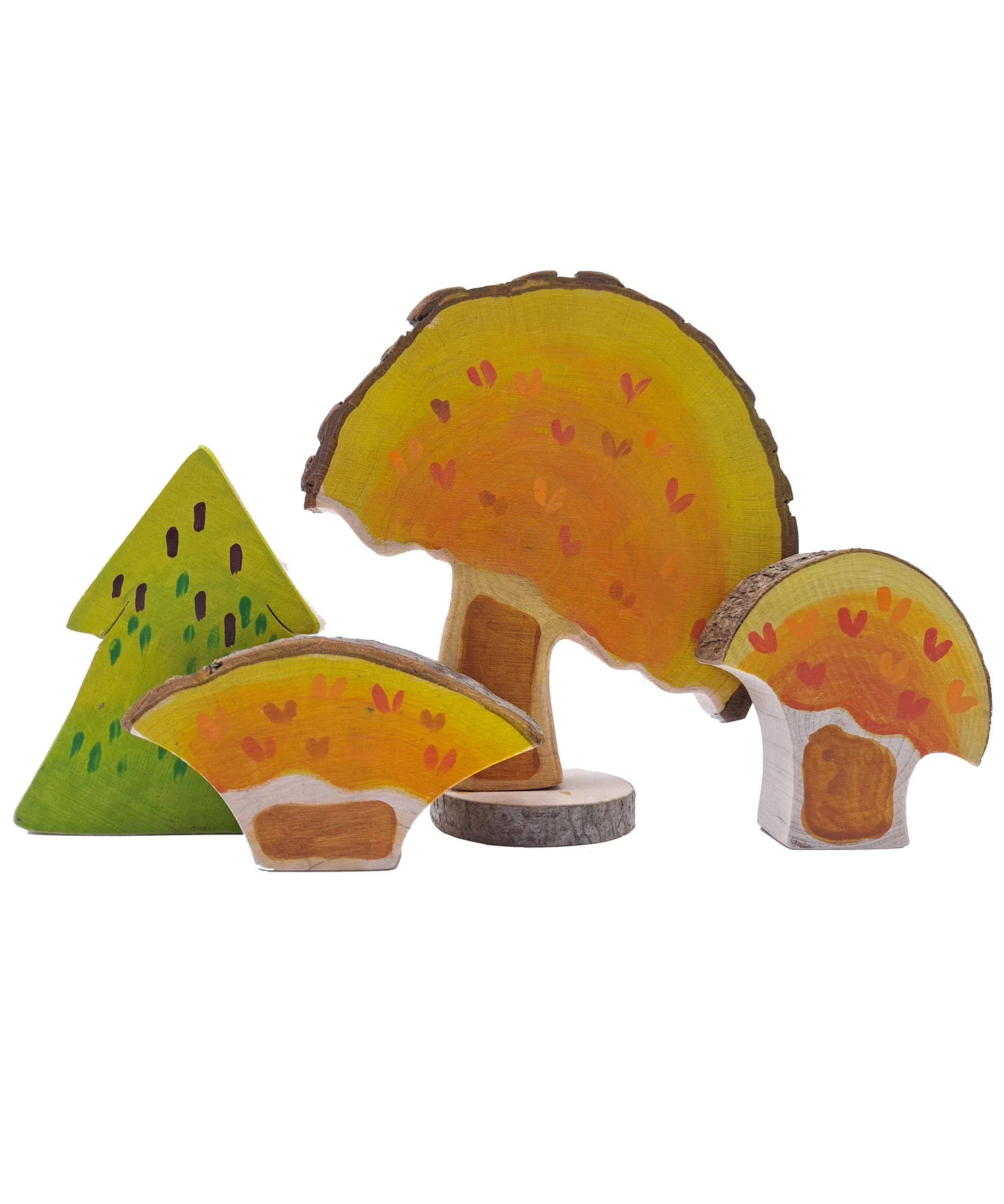 Magic Wood Spring & Autumn Wooden Tree Set showing the Autumn side pictured on a plain white background.