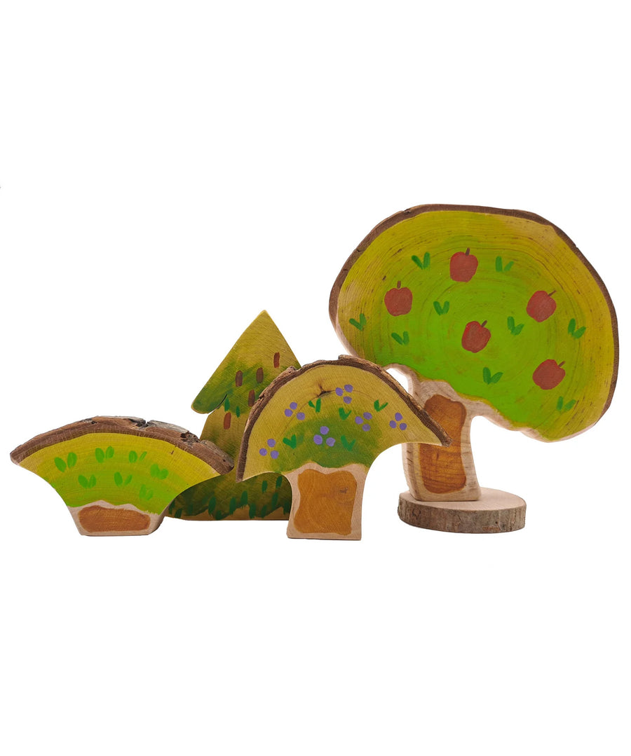 Magic Wood Summer & Winter Wooden Tree Set showing summer set pictured on a plain background.