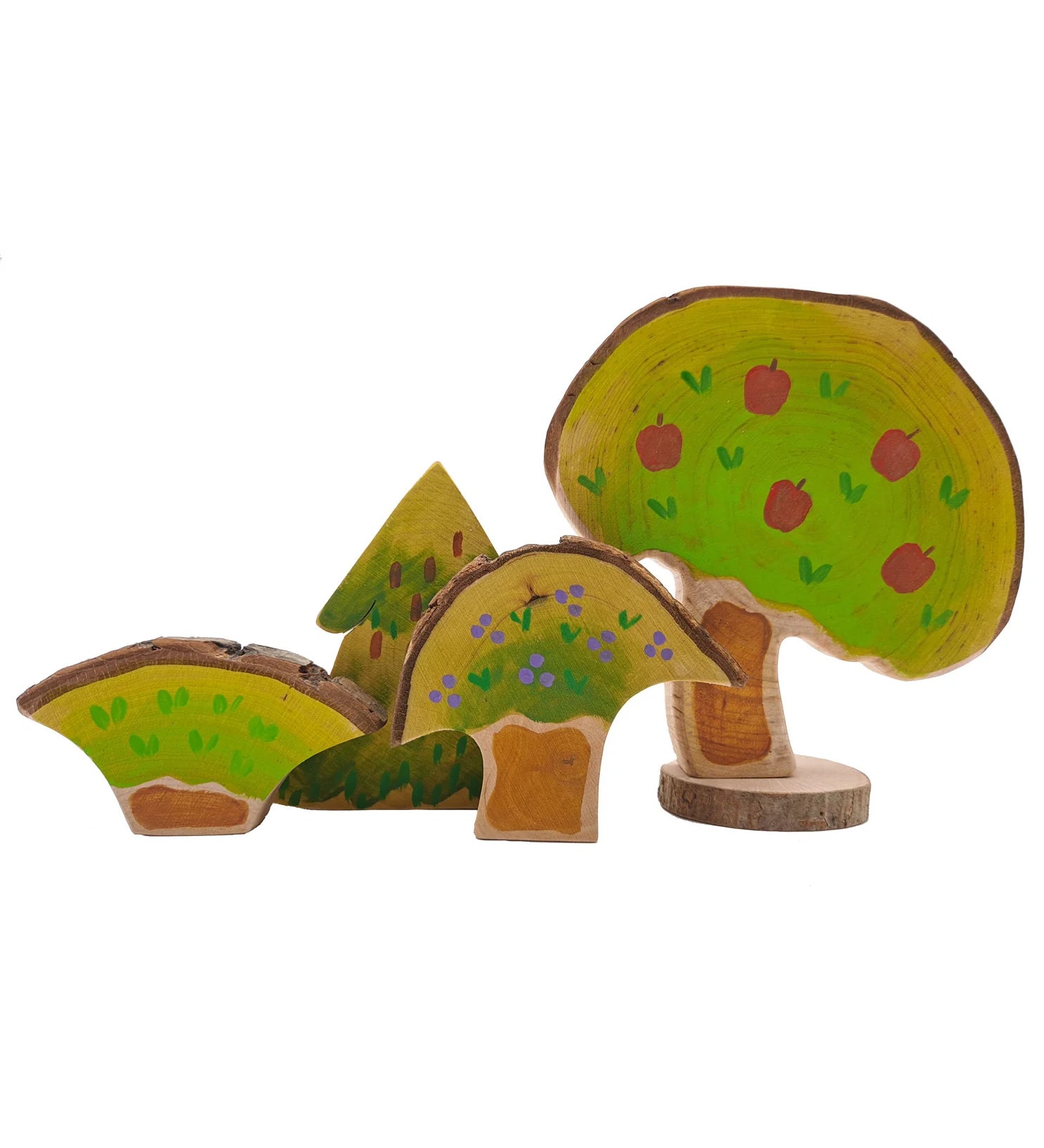 Magic Wood Summer & Winter Wooden Tree Set showing summer set pictured on a plain background.