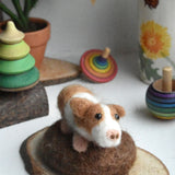 A felted guinea pig figure created using the Makerss Amiguwoolli Guinea Pig Mini Needle Felt Kit.