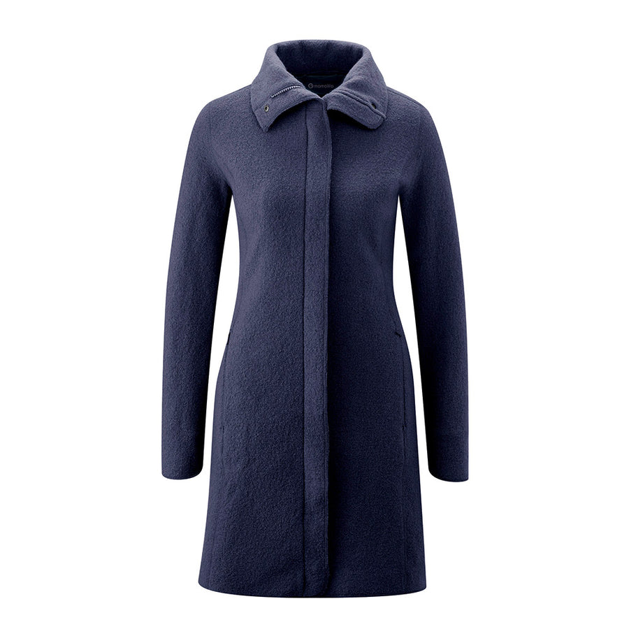 Mamalila Eco Wool Oslo Babywearing Coat in Navy. A navy blue organic boiled wool winter babywearing coat. Front view