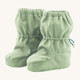 Mamalila eco-friendly toddlers allrounder winter booties in the mint green colour on a cream background