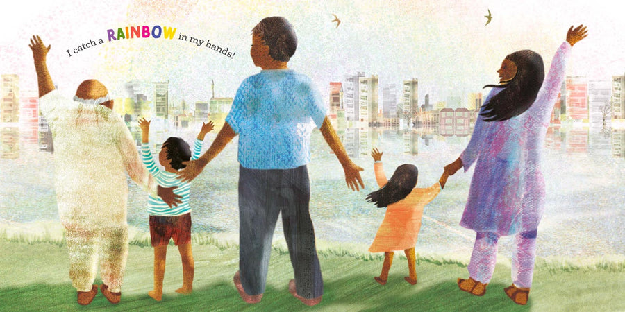 Pages of the Rainbow Hands childrens book by Mamta Nainy and Jo Loring-Fisher from Lantana Publishing