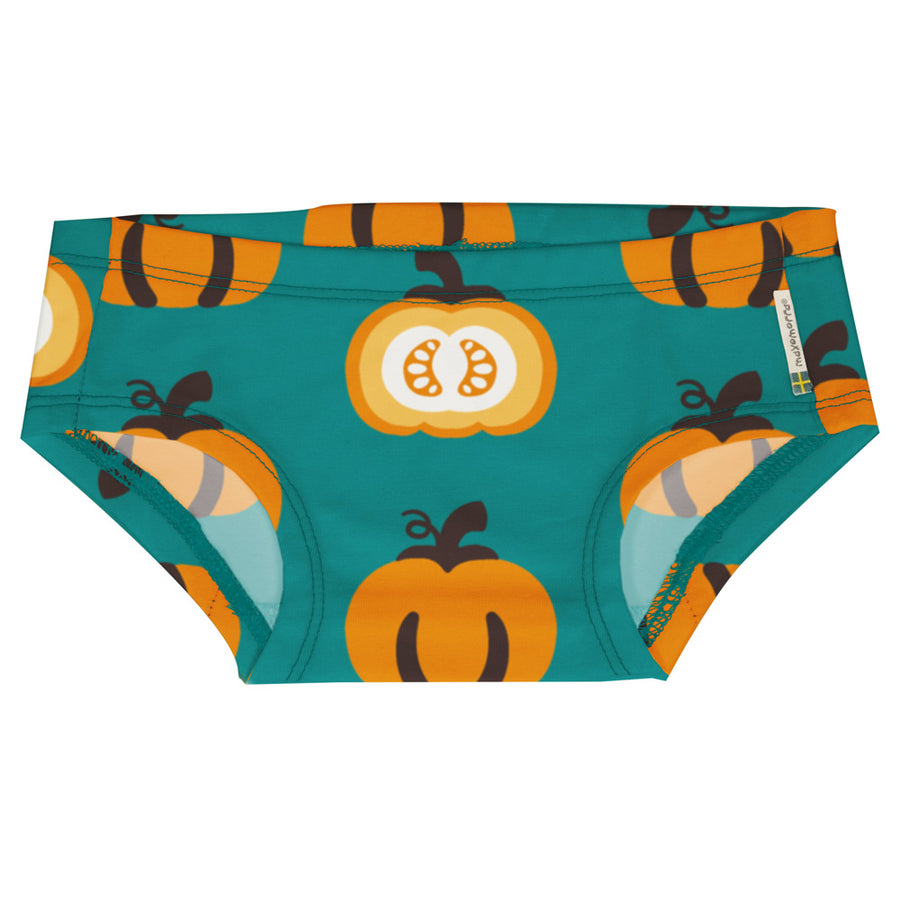 teal doll's underwear with pumpkin print from maxomorra