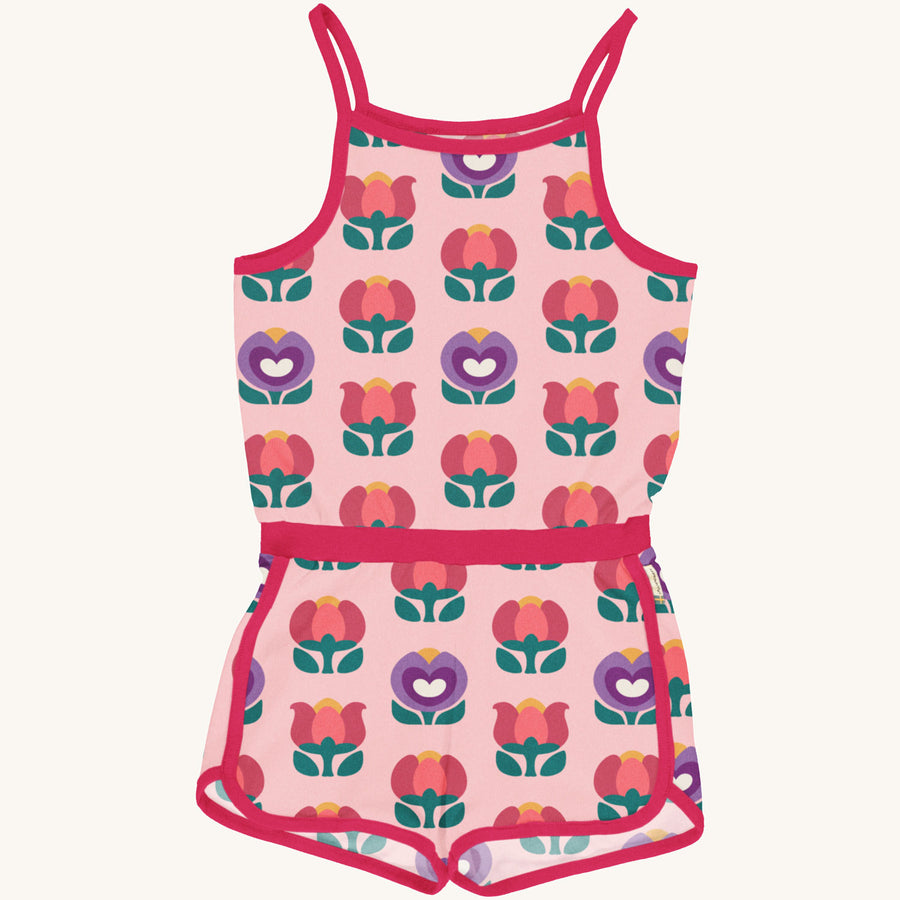 Maxomorra Picnic Tulip Short Jumpsuit pictured on a plain background