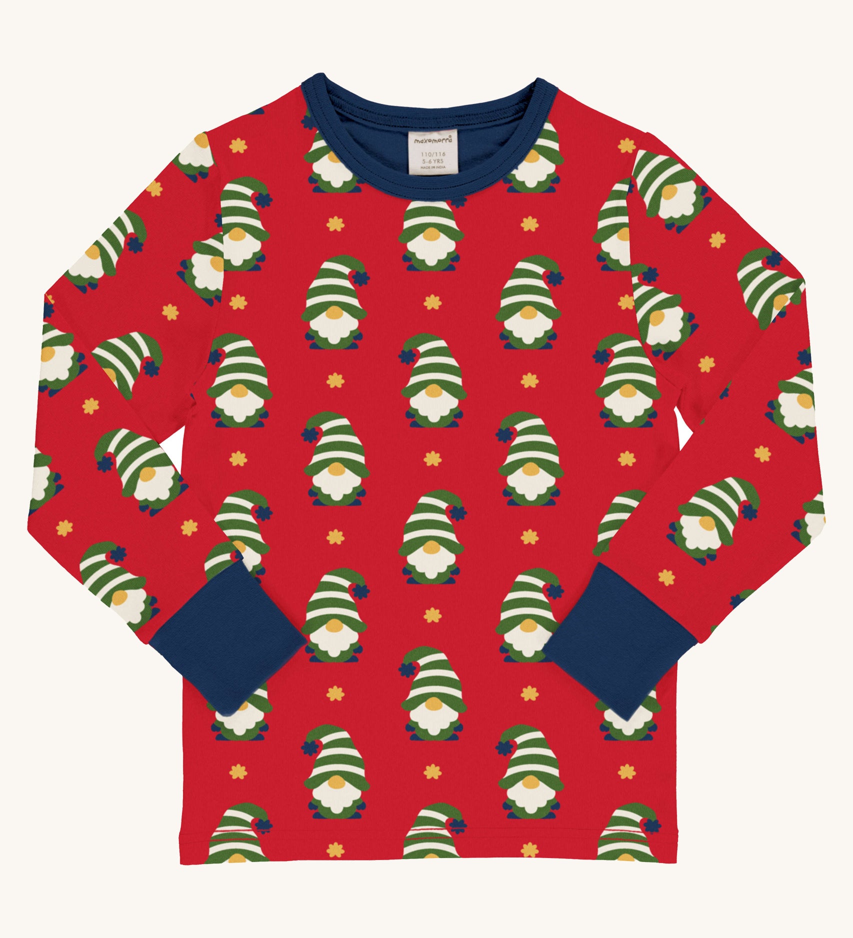 Maxomorra Swedish Santa Long Sleeve Top on a plain background.