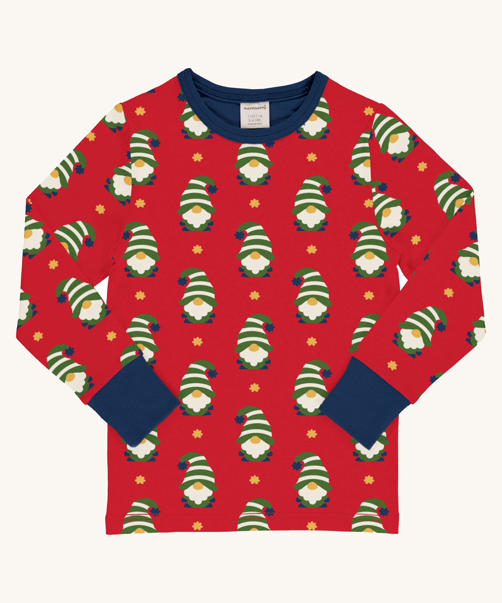 Maxomorra Swedish Santa Long Sleeve Top on a plain background.