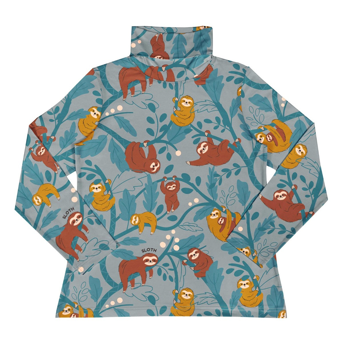 Meyadey adults sloth print lined zip up jacket on a white background