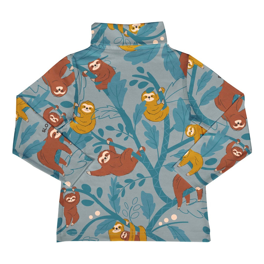 Meyadey childrens sloth print organic cotton turtle neck top