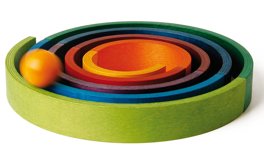 Naef wooden rainbow toy assembled in a flat