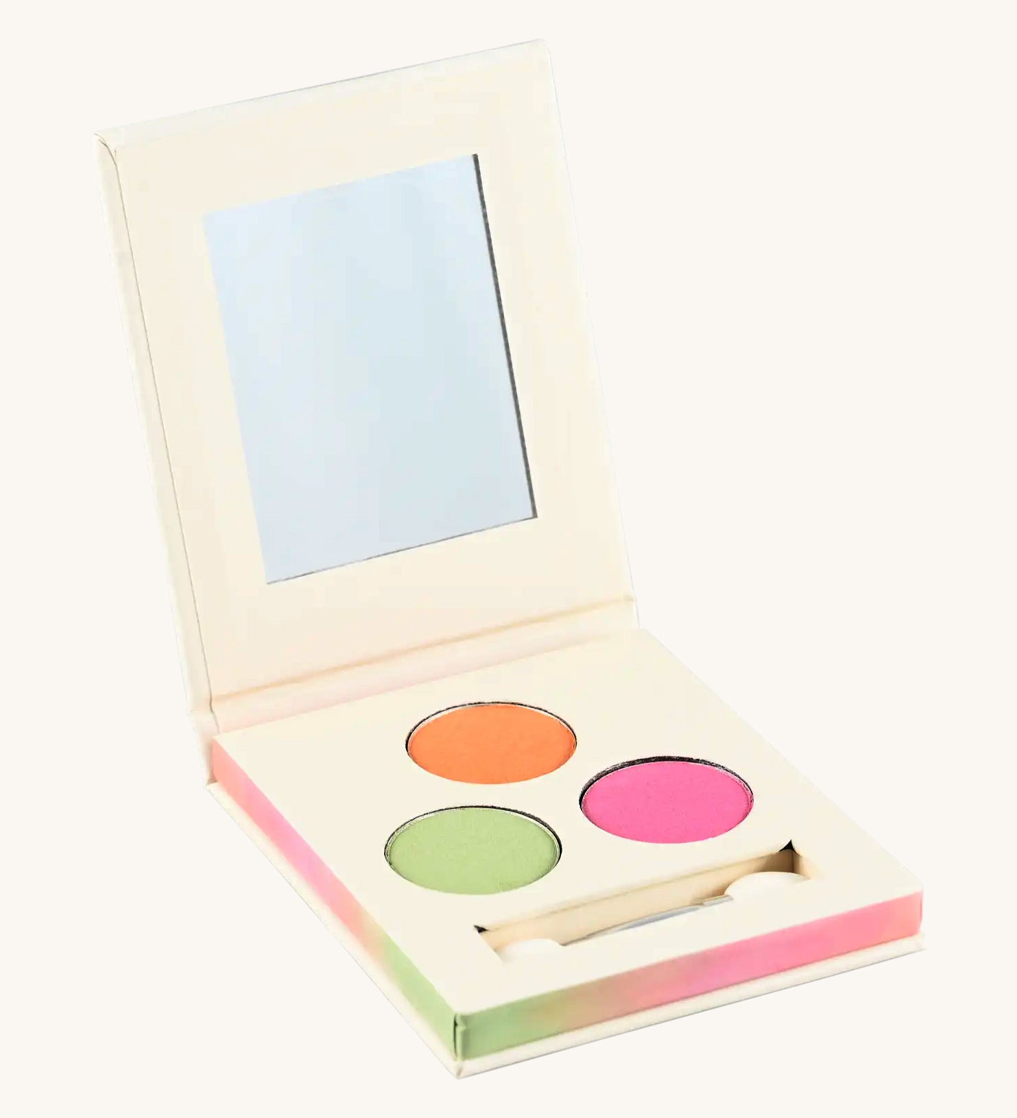 Namaki Natural Eyeshadows Palette - Spring pictures open showing all 3 colours on a plain background 