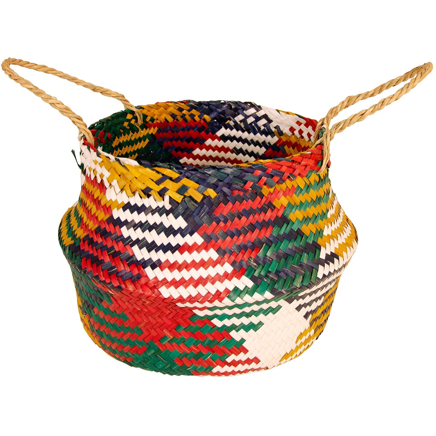 Namaste Fairtrade Multi-Colour Seagrass Basket pictured on a plain white background