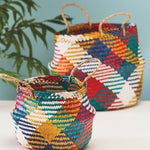 Namaste Multi-Colour Seagrass Basket with a larger sized basket pictured in the background