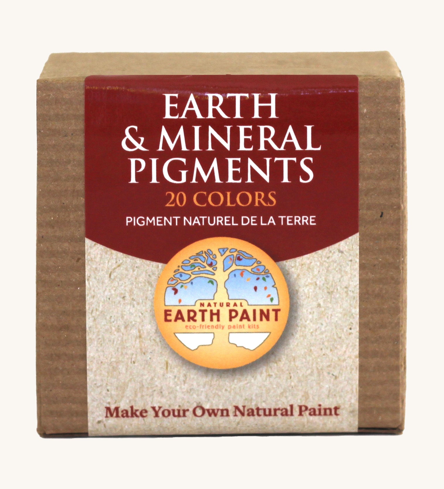 Natural Earth Paint 20 colour pigments cardboard packaging front detail