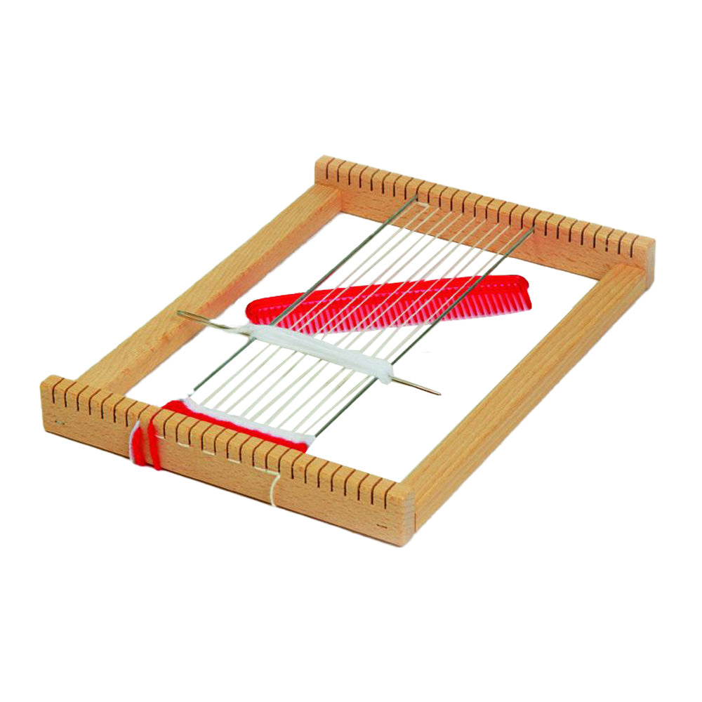 Ni wooden lotte weaving frame craft toy on a white background