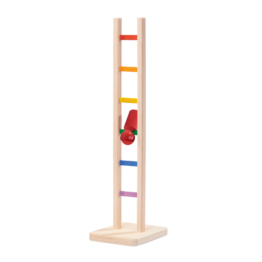 Nic eco-friendly wooden rainbow climbing ladder toy on a white background