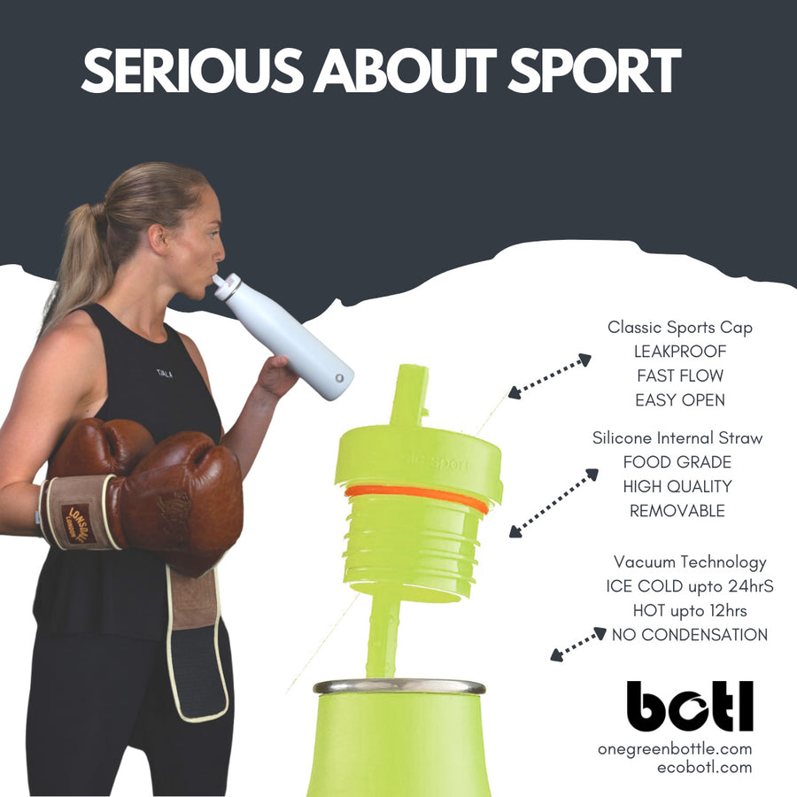 Infographic showing the features of the OGB classic sports bottle cap