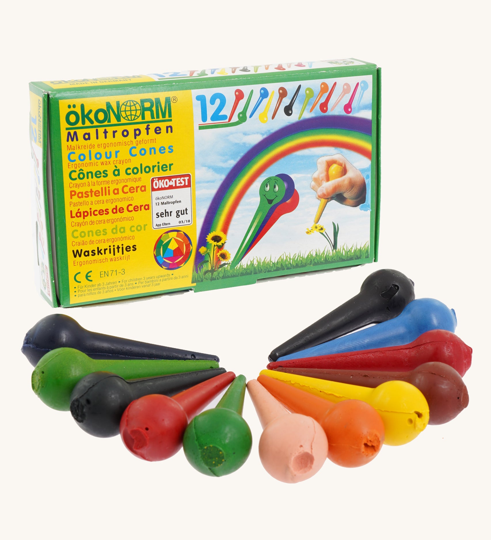 OkoNorm 12 pack of Cone Vegan Wax Crayons