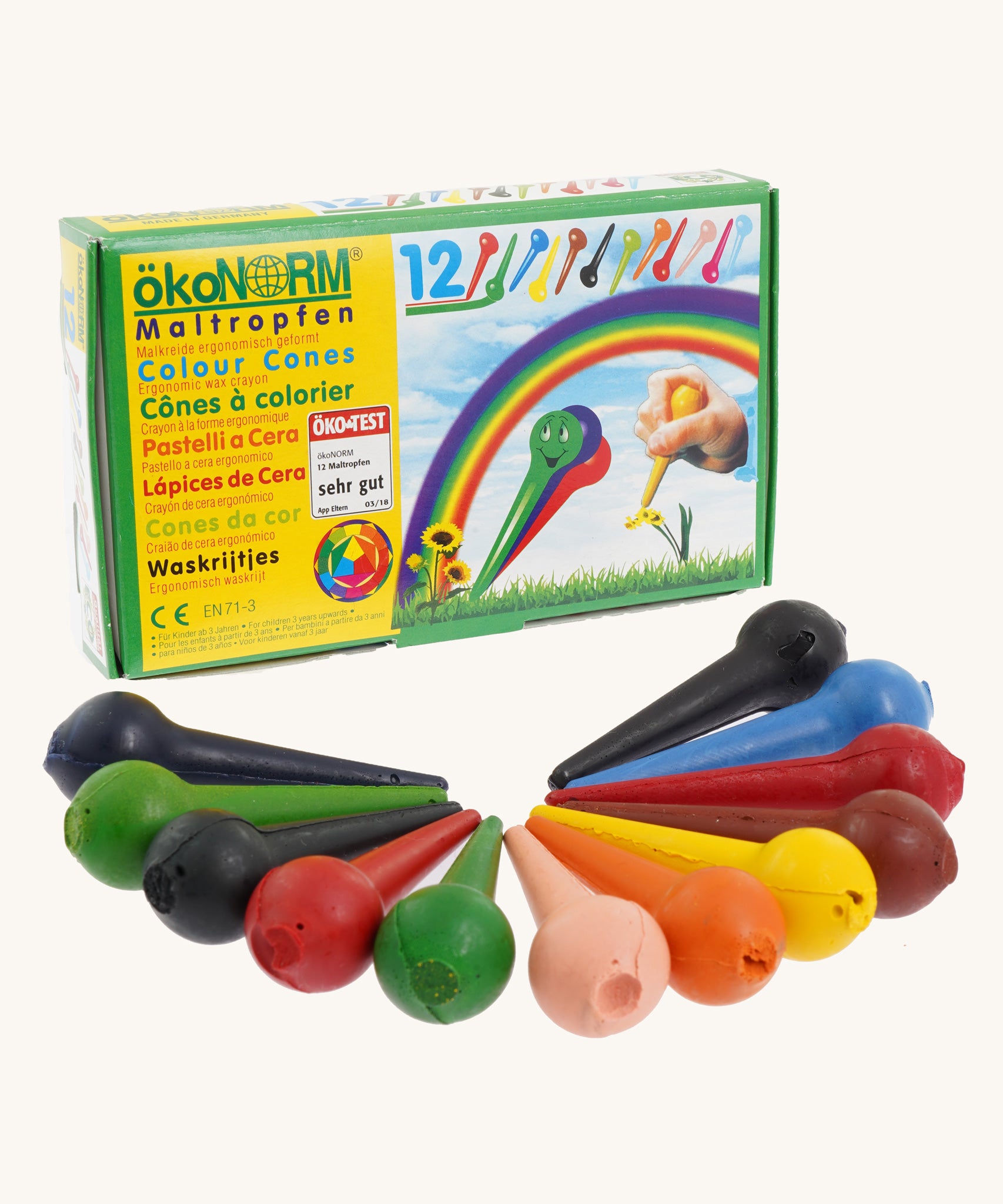 OkoNorm 12 pack of Cone Vegan Wax Crayons