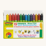 OkoNorm Fabric Crayons in 15 Colours shown in their cardboard packaging box