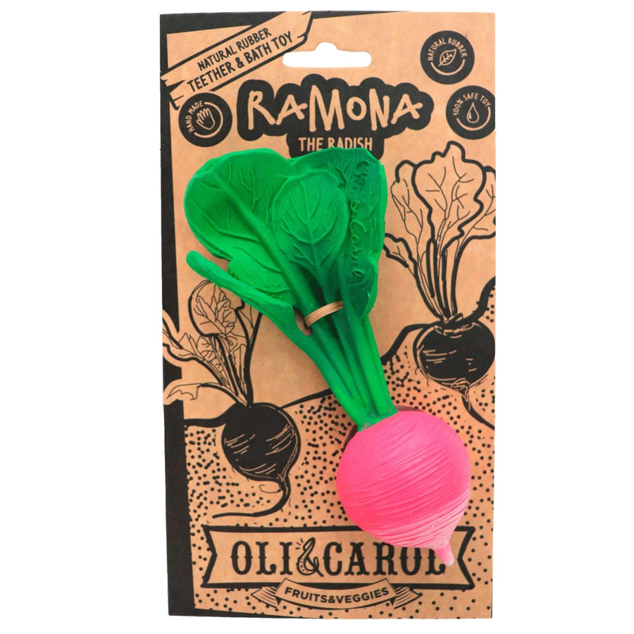 Oli & Carol Ramona The Radish is a realistic looking radish shaped teething toy