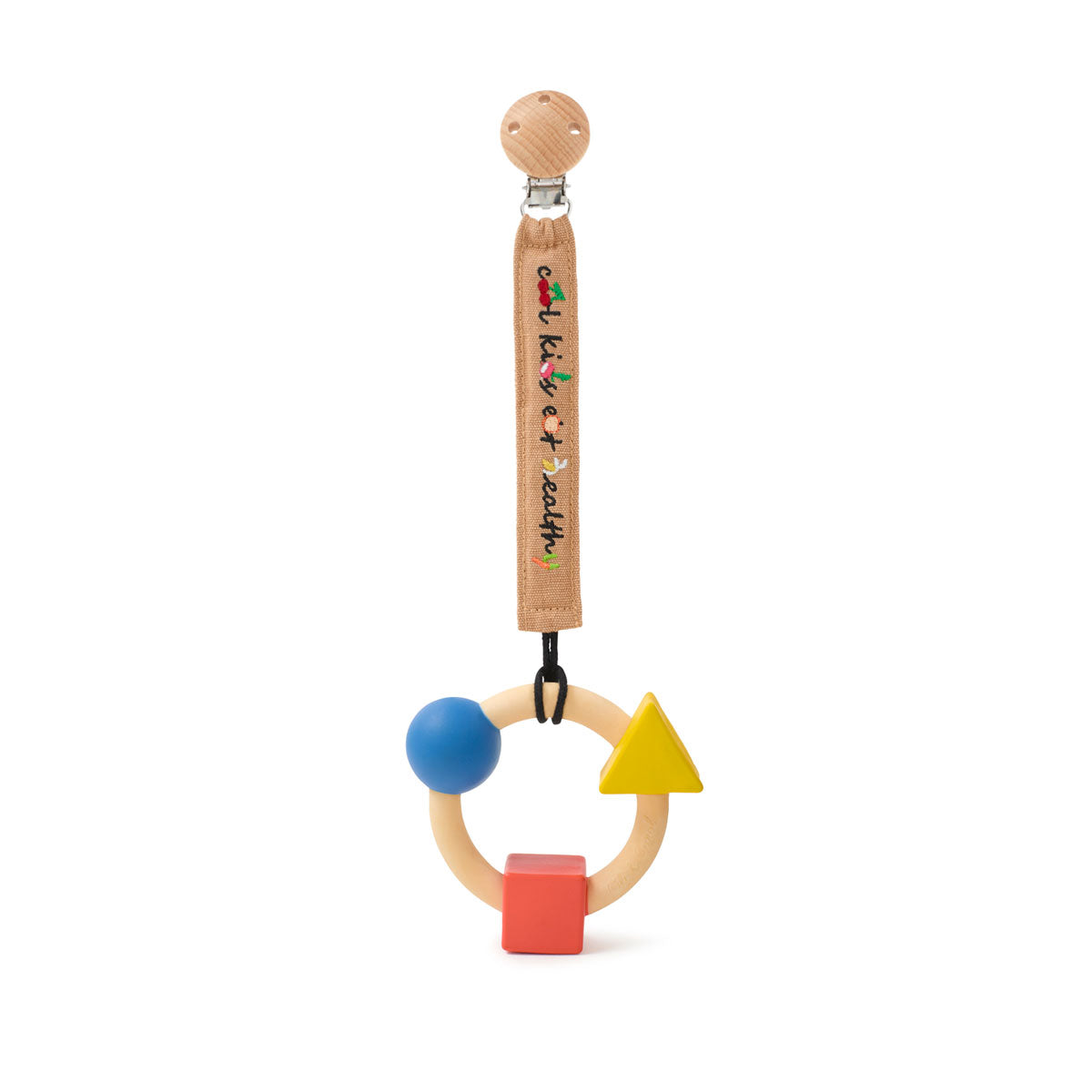 Baby reaching for the Oli & Carol X Bauhaus Movement Teething Ring with both hands