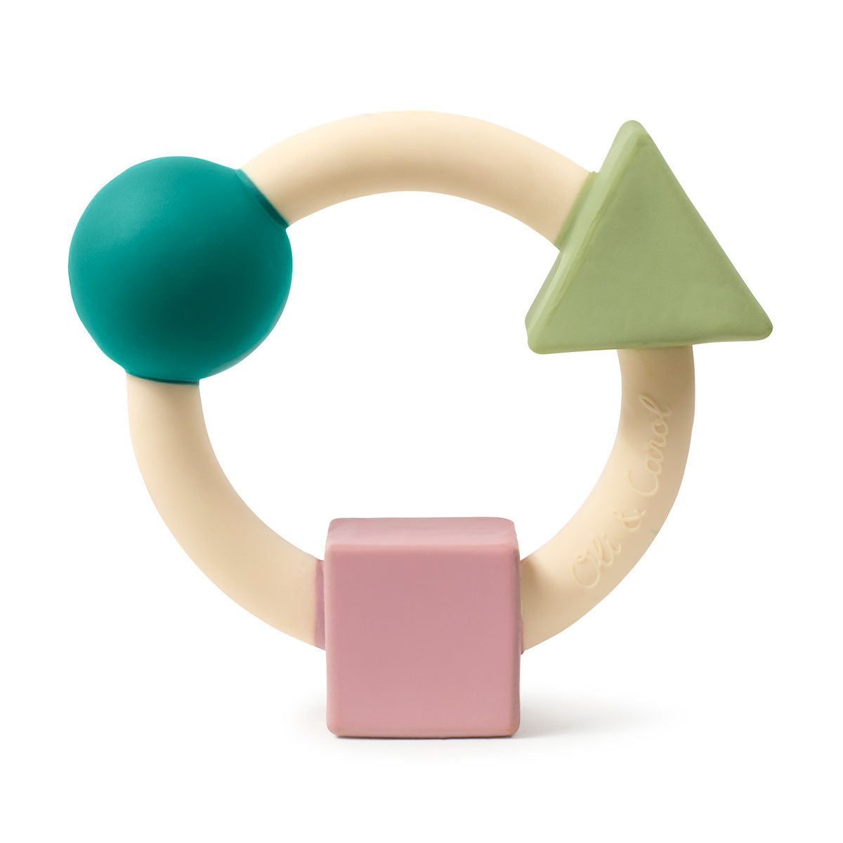 Oli & Carol X Bauhaus Movement Teething Ring in Pastel Colours pictured on a plain white background