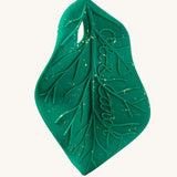 Oli & Carol green coloured Chlorophyll Leaf Baby Teether, shaped like a real leaf with raised features