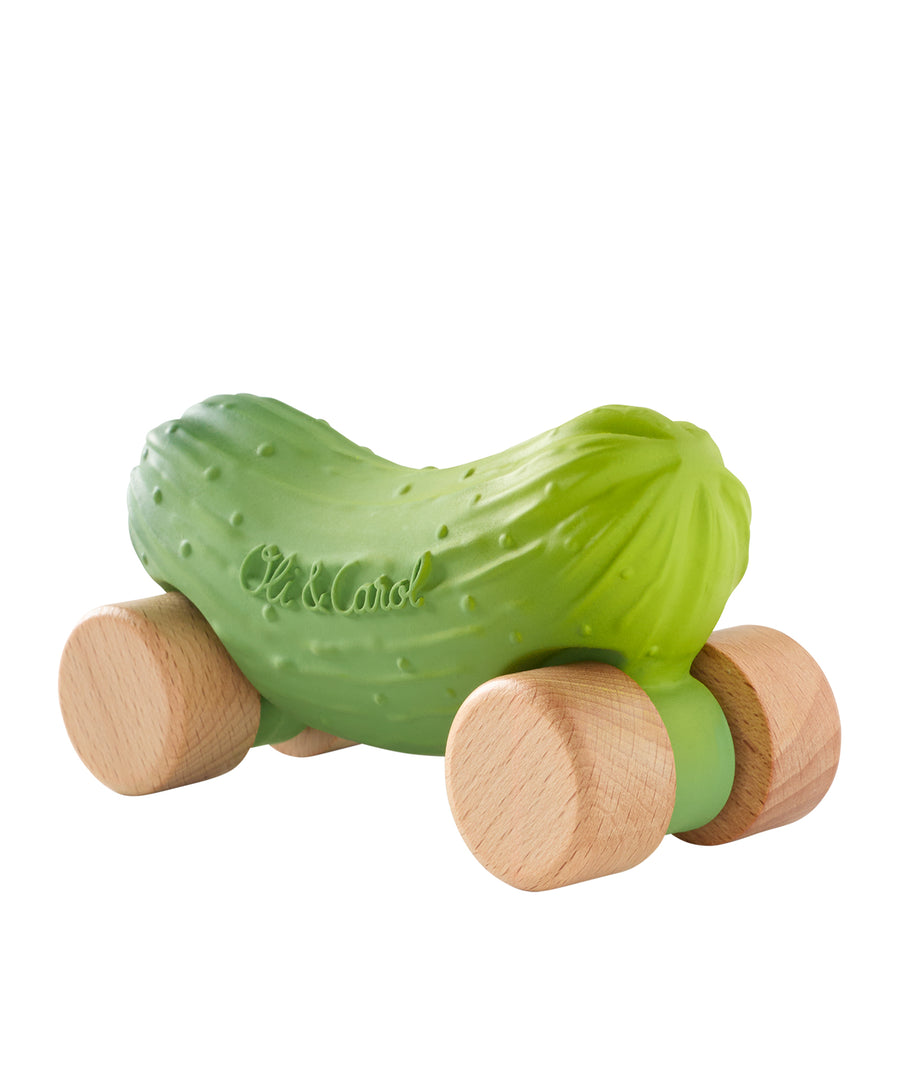 A closer look at the Lou the Lemon and Pepino the Pickle cars