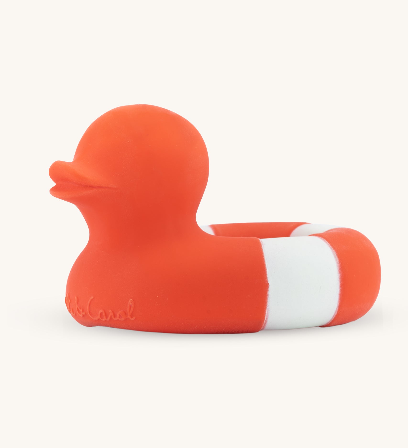 Oli & Carol Flo The Floatie Duck Red on a plain background. 