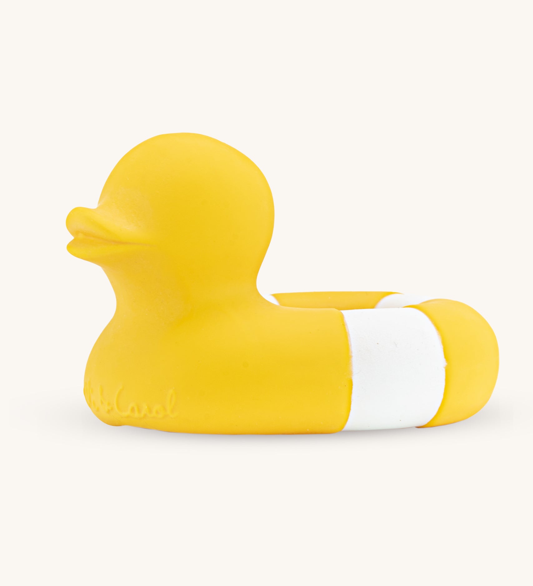 Oli & Carol Flo The Floatie Duck Yellow on a plain background. 