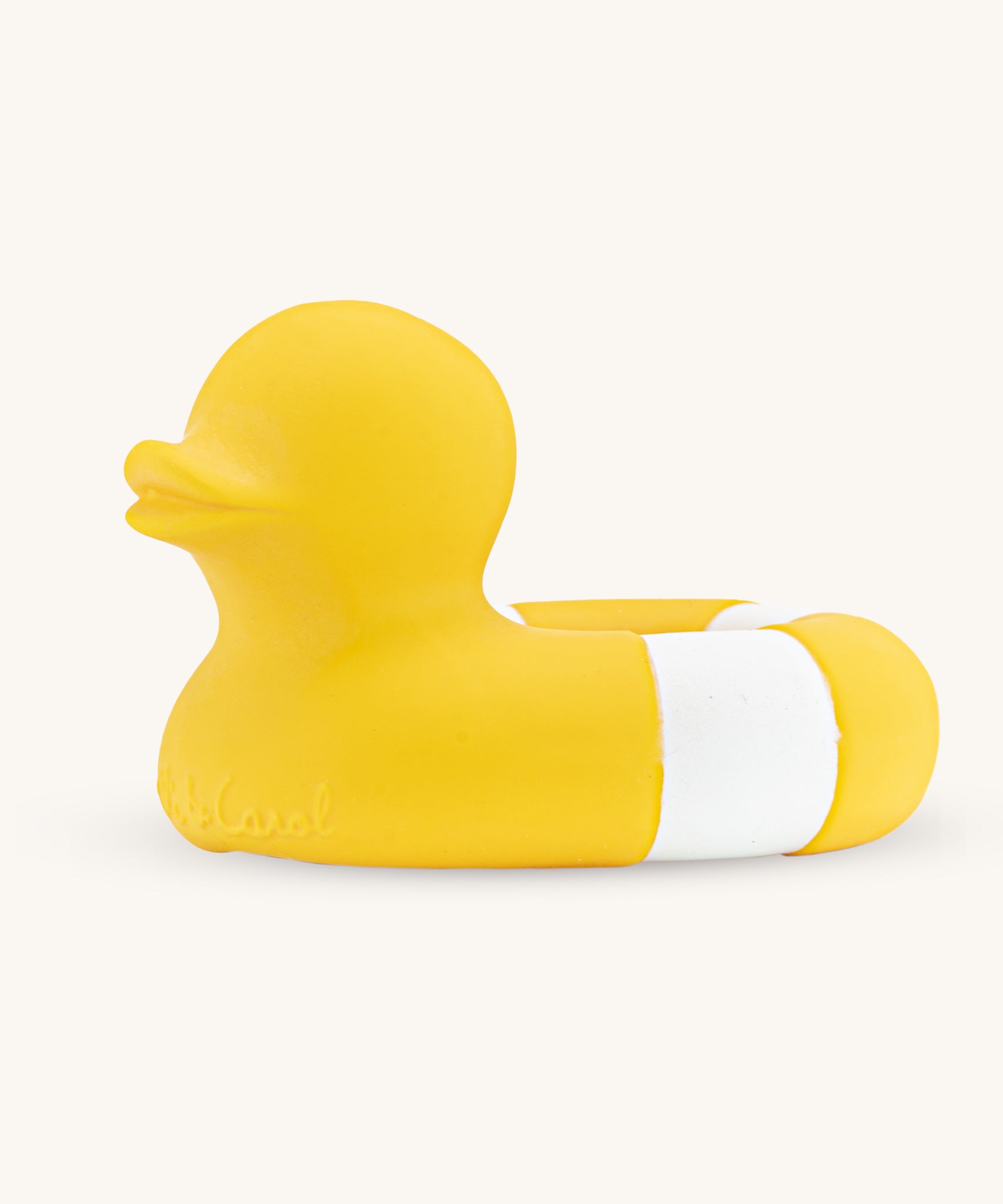 Oli & Carol Flo The Floatie Duck Yellow on a plain background. 