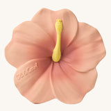 Oli & Carol Iris The Hibiscus Baby Teether - a pink flower with yellow details.