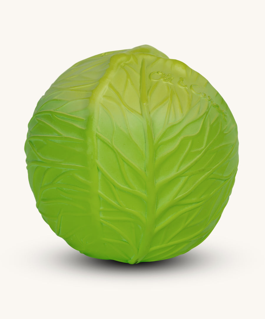 Oli & Carol Natural Rubber Baby Ball - Green Cabbage on a plain background. 