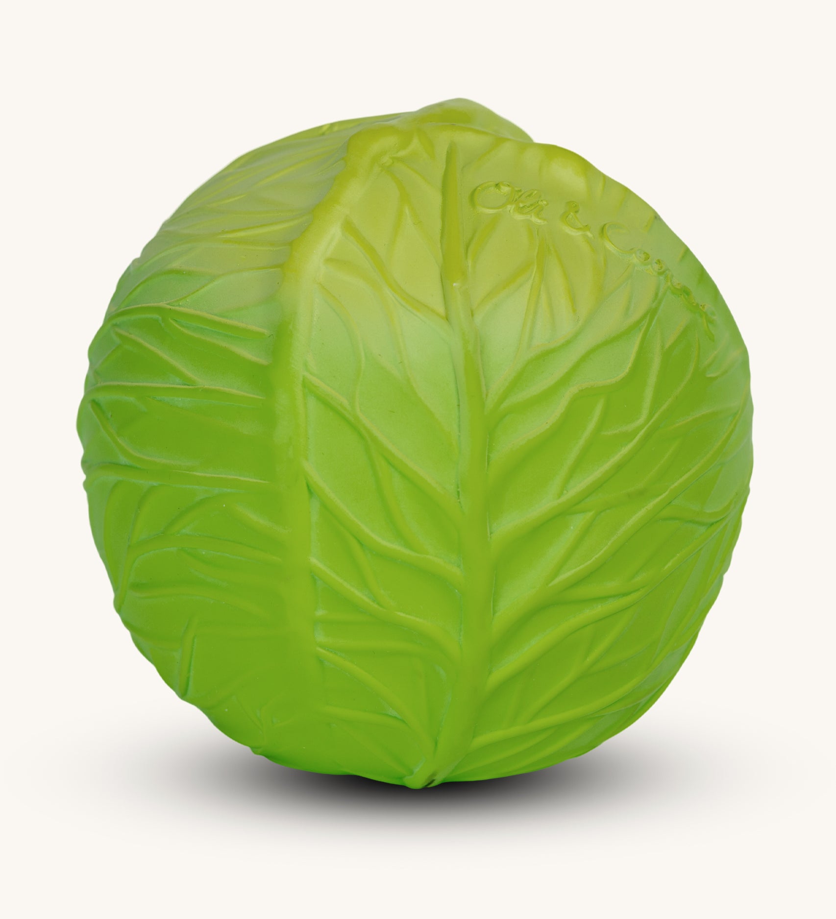 Oli & Carol Natural Rubber Baby Ball - Green Cabbage on a plain background. 