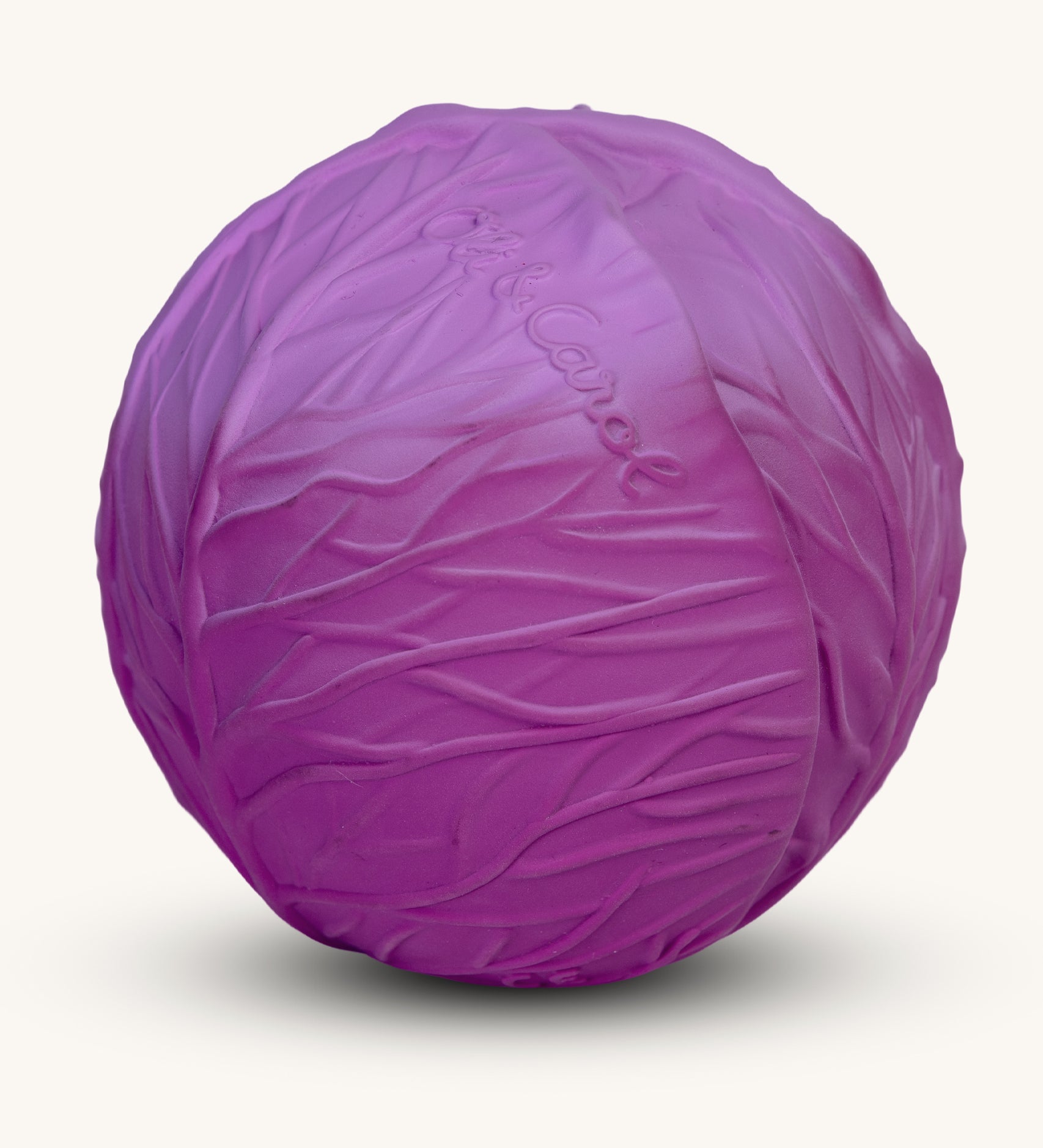 Oli & Carol 100% Natural Rubber Baby Sensory Ball - Purple Cabbage on a plain background. 